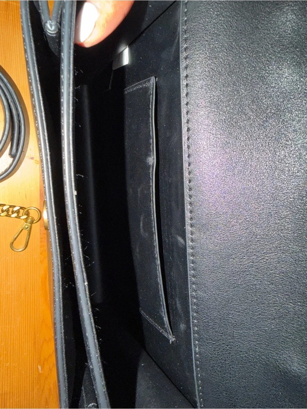 Fashion Inspired Black Leather Top-Handle Crossbody Bag - Picture 3 of 9